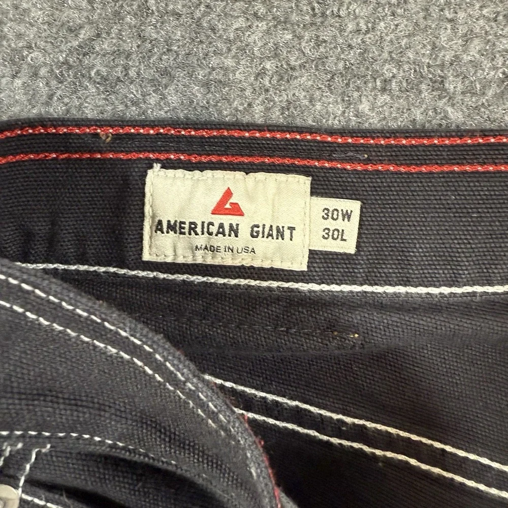 American Giant Jeans Mens 30x30 Charcoal Black Roughneck Stretch Canvas Straight